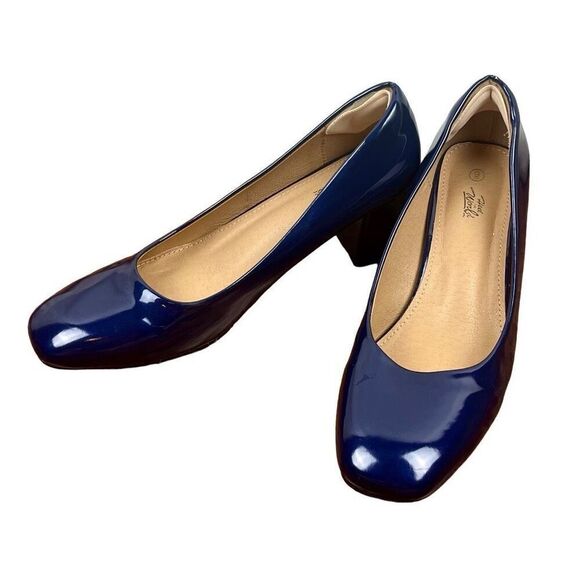 Heel the World Dress Pumps Block Heel Square Toe 9 - Picture 1 of 13